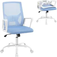 STILVORA Bureaustoel - Opvouwbare Rugleuning - In Hoogte Verstelbaar - Voor Kantoor En Werkkamer - Metaal En Mesh - Blauw