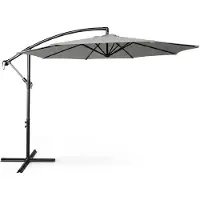 Akord Tuinparasol ASTER / Zweefparasol Met Voet / Verstelbare Hoogte / UV-bescherming, Waterdicht / Lichtgrijs / 300 x 300 x 45 cm