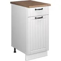 Vicco Onderkast voor spoelbak/kookplaat Fame-Line, Wit Landhuis/Wit, 40 cm, WB Eik