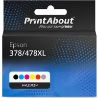 PrintAbout Inktcartridge 378/478XL (C13T379D4010) 6-kleuren Multipack Hoge capaciteit geschikt voor Epson