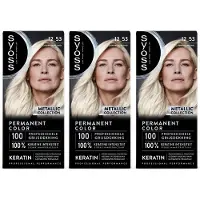 Syoss Permanent Coloration 12-53 - Haarverf - Permanente Haarkleuring - Platinum Pearl – Grijsdekking – Vermindert Haarbreuk - 3 Stuks
