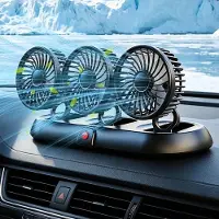 Snq Autoventilator - Draagbare 5V Auto Ventilator - 3 Koppen - 2 Snelheidsstanden - Geschikt voor Auto, Camper, Boot, Motorhome en Kantoor - Zwart - Krachtige Luchtcirculatie