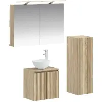 vidaXL Badkamermeubel Set 4 st Sonoma Eiken Bewerkt hout en glas
