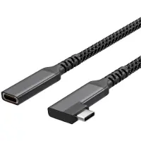 Flexline --USB-C Verlängerungskabel, USB C Stecker auf USB-C Buchse, 3.2, 90°, PD, Textil, 1,5m
