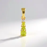 Cavill - Zilveren Hanger met 3 Sfeen en 1 Zirkoon Ronde Briljant - 925 Sterling Zilver - Madagaskar Edelsteen - Elegante Groene Sieraad Dames