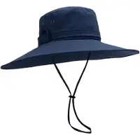 VHV - Zonhoed - Heren vissershoed met brede rand - Opvouwbaar voor wandelen, strand en vissen - Blauw