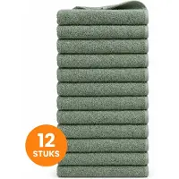 Funnies Handdoeken 12-Pack - Stone Green - 50 x 100 cm - Set van 12 Stuks - 100% Katoen - 500 gram/m2 - Handdoek