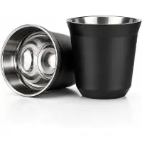 BOTC Espressokopje - Dubbelwandig 304 Roestvrijstalen Demitassekopje - 80 ml - Klein Kopje - Zwart - 1 stuk