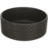 Trixie voerbak drinkbak voor honden - keramiek grijs - relief - 900 ml - doorsnede 16 cm x 6.5 cm - vaatwasmachine bestendig - degelijk