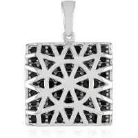 Cavill - Zilveren Hanger Met Zwarte Spinel - 925 Sterling Zilver Geplatineerd - 0,95 ct Ronde Spinel - Geometrisch Design - Luxe Sieraden