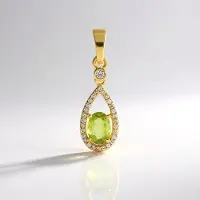 Cavill - Zilveren hanger verguld - Sfeen 0,771 ct ovale briljant - Zirkonen 0,232 ct - Handgemaakte ovale edelsteen hanger stijlvol groen