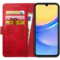 Rosso Element Book Case Wallet Hoesje Geschikt voor Samsung Galaxy A15 | Portemonnee | 3 Pasjes | Magneetsluiting | Stand Functie | Rood