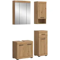 Furnilux Badcombinatie set van 4 delen antraciet mdf badkast met wastafel en