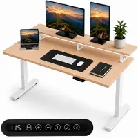 Organess Zit-sta Bureau - Elektrisch verstelbaar - 120 x 60 cm met Ophoging - Geheugenfunctie - Anti-botsing - Verstelbare Hoogte