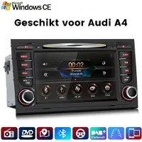 Junsun Wince 6.0 Autoradio met CD DVD Speler Geschikt voor Audi A4 8E 8H B6 B7 2000-2009, GPS-Navigatiesystem, Bluetooth, RDS, DSP, SWC, FM, 7-inch Touchscreen, Plug & Play met scherm
