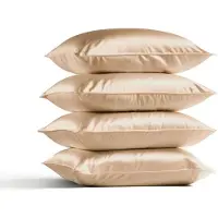 Silk Heaven 4x Zijden Kussensloop 40x80cm Donker Champagne Ritssluiting 19 Momme - Kussensloop set - Luxe Silk Kussensloop 100% moerbei zijde - Zijde kussensloop - - 40x80cm / Ritssluiting