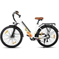 Hiland Starry elektrische stadsfiets - 26 inch - 250W motor - 60 km actieradius - 36V 10,4Ah accu - Shimano 7-versnellingen - Unisex - Wit