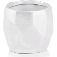 Polnix Serie - Keramische Bloempot - Geometrisch - Wit - 12cm