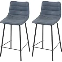 Urban Living “BROOKLYN” barkruk in blauw denim kunstleer 44 x 47 x H66/95 cm