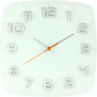 Nextime - Wandklok - 30 x 30 x 3.5 cm - Glas - Wit - 'Classy Square'
