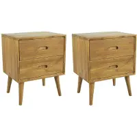 Vente-unique Set van 2 nachtkastjes met 2 lades – Mindihout – houtlook – PONIDA