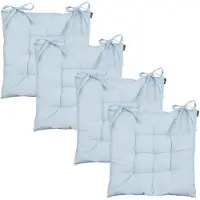 Mica Decorations stoelkussen Paddy matras - 4x - lichtblauw - 46 x 46 x 7 cm - touwtjes sluiting - binnen/buiten