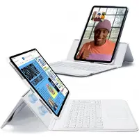 ESR Ascend Keyboard Case Geschikt voor iPad Pro 12.9 (2022/2021/2020/2018) - Toetsenbord Hoes met Trackpad - Verlichte Toetsen - Book Case met Standaard - Magnetisch Uitneembaar - Wit