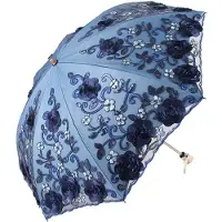 VHV - Paraplu - opvouwbare damesparaplu met kant - UV-bescherming en bloemenborduurwerk - voor zon, regen en vintage outfit