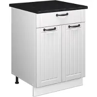 Vicco Onderkast voor spoelbak/kookplaat Fame-Line, Wit Landhuis/Wit, 60 cm met lade, WB Antraciet