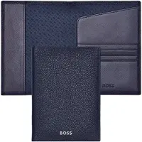 HUGO BOSS Leren Identiteitskaarthoesje Classic Grained Passport Case Dark Blue Donkerblauw