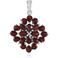 Cavill - Luxe Hanger 925 Sterling Zilver Platina Coating - Mozambique Granaat 4.10 ct - Druppel & Marquise Geslepen Edelsteen - Elegant Sieraad