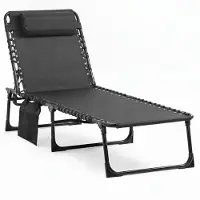 Zenzee Opvouwbaar ligbed - Zonnebed - Relaxstoel - Tuinstoelen - Lichtgrijs - 58 x 189 x 32,5 cm