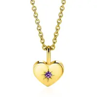 Zinzi FEBRUARI hanger 12mm gold plated hart geboortesteen paars amethist zirconia (zonder collier)
