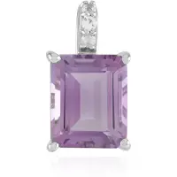 Cavill - Elegante 925 Sterling Zilver Hanger met Platina Afwerking - Octagonale Lavendel Amethist 3,92 ct & Witte Topaas 0,08 ct - Braziliaanse Stijl