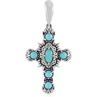 Cavill - 925 Sterling Zilver Hanger - Sleeping Beauty Turkoois 1,61 ct - Ovaal & Rond Cabochon - Boho Filigraan Design - Handgemaakt Zilveren Sieraad