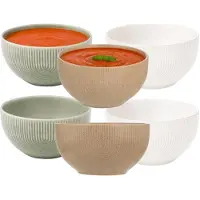 Secret De Gourmet Soepkommen Memphis - D14 cm - groen / beige / wit - keramiek - schaaltjes