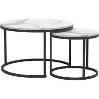 CALICOSY - Set van 2 geneste ronde salontafels 70x70x46cm 45x45x41cm