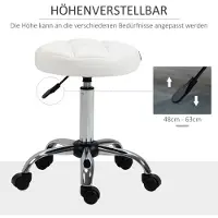 HAUSS SPOLE Bureaustoelen - Verstelbare Bureaustoel Met 360° Draaibare Zitting - Ergonomisch, Voor Kantoor & Salon - 35,5×35,5×67 cm - Ledervezelstof - Wit