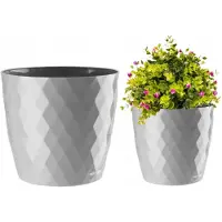 Galicja Grijze plastic bloempot, ruitvormig, Cristal, 20 x 18,5 cm