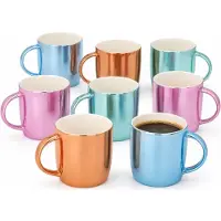 Gerimport Koffie / thee mok Metallic - 8x stuks - multi kleuren - 350 ml - mokken - keramiek