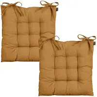 Mica Decorations stoelkussen Paddy matras - 2x - cognac bruin - 46 x 46 x 7 cm - touwtjes sluiting - binnen/buiten