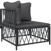 vidaXL 3-delige loungeset voor de tuin met kussens, antracietkleurig, van staal