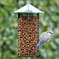 Cj Wildlife Pindahuisje | Vivara | Metalen voedersysteem voor vogels | Veilig pinda's voeren | Dakje houdt voer droog | Aanbevolen door Vogelbescherming Nederland