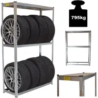 TRUTZHOLM - Bandenrek Voor 8 Wielen - 180x120x40 cm - 795 kg - Heavy-Duty Bandenstelling - Insteekrek Garage Stelling