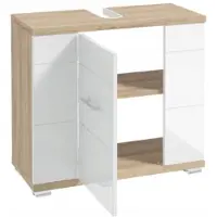 Deftrans Wastafelmeubel met sifonuitsparing 70x62,5x31,5cm Sonoma Eiken Wit Rita