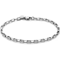 Lucleon New Classics | 3 mm zilverkleurige roestvrijstalen rechthoekige kabelschakelarmband