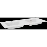 Storke Kera dubbele wastafel glanzend witte porselein 130 x 52 cm, inclusief crepines