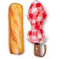 Kikkerland - New Baguette Umbrella - Red-and-White Gingham - 2.25 inches by 12 inches closed, 30.75 inches opened