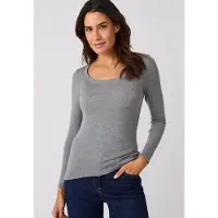 Damart - Fijn geribde T-shirt Thermolactyl Sensitive, vrije hals - Dames - Grijs - 34-36 (XS)