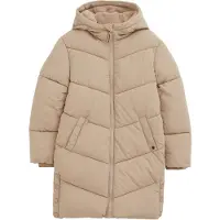 We fashion gewatteerde winterjas - beige Meisjes Polyamide Capuchon Effen - maat 122/128